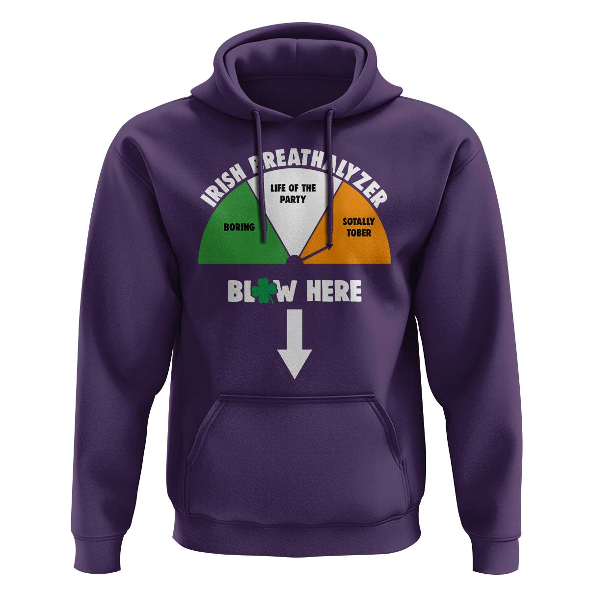 Irish Breathalyzer Blow Here Funny Drinking Gauge Hoodie St Patricks Day Party Offensive Adult Humor