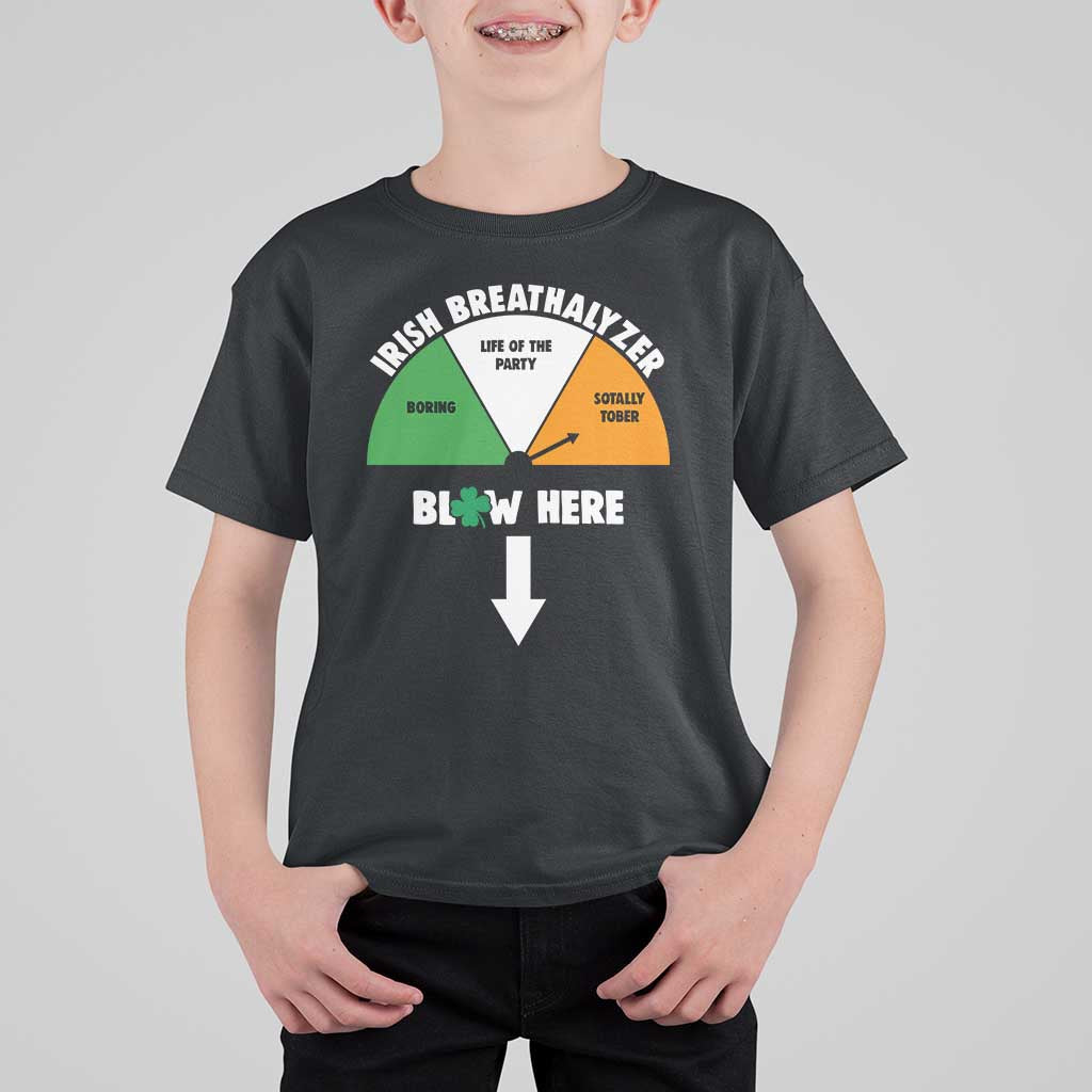 Irish Breathalyzer Blow Here Funny Drinking Gauge T Shirt For Kid St Patricks Day Party Offensive Adult Humor