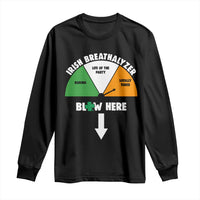 Irish Breathalyzer Blow Here Funny Drinking Gauge Long Sleeve Shirt St Patricks Day Party Offensive Adult Humor