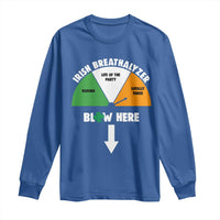 Irish Breathalyzer Blow Here Funny Drinking Gauge Long Sleeve Shirt St Patricks Day Party Offensive Adult Humor