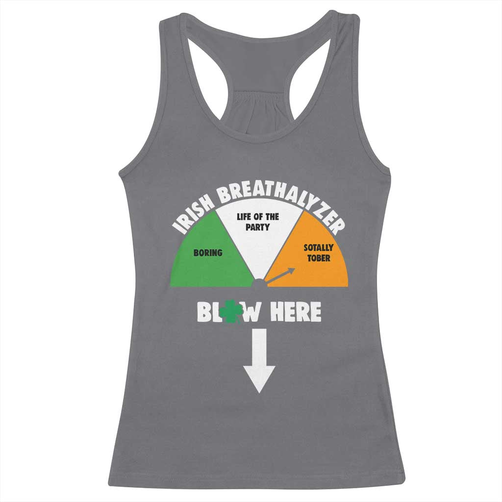 Irish Breathalyzer Blow Here Funny Drinking Gauge Racerback Tank Top St Patricks Day Party Offensive Adult Humor