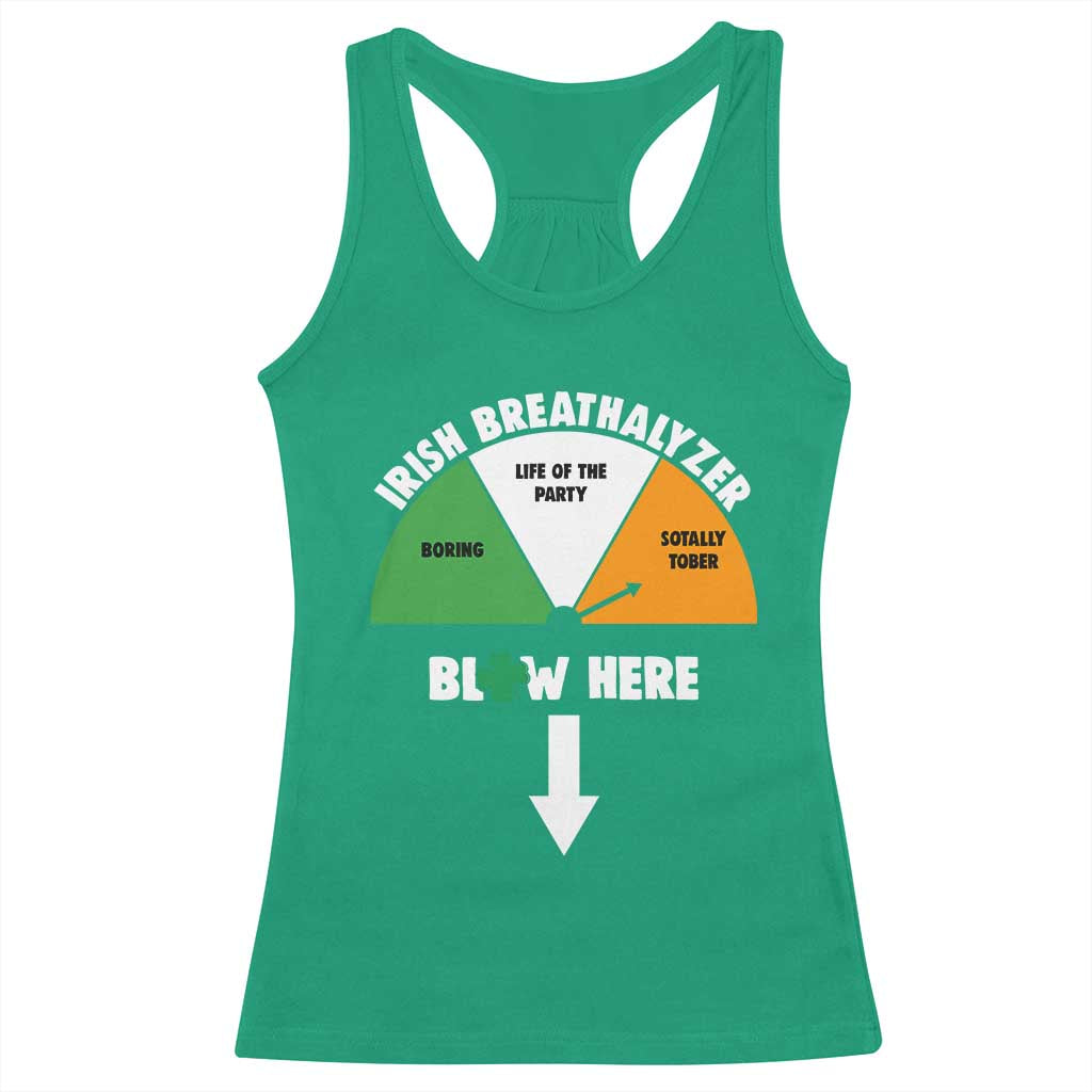 Irish Breathalyzer Blow Here Funny Drinking Gauge Racerback Tank Top St Patricks Day Party Offensive Adult Humor