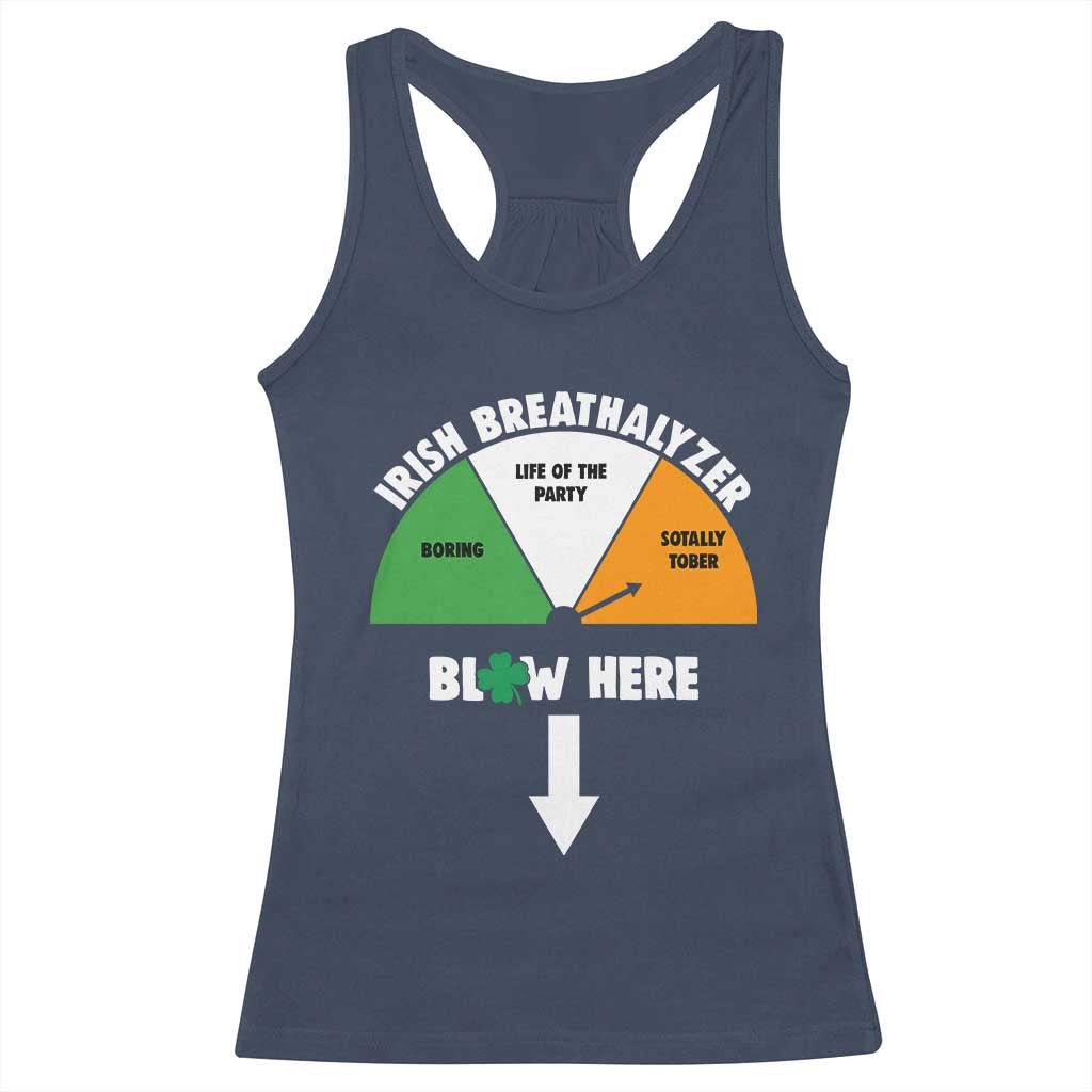 Irish Breathalyzer Blow Here Funny Drinking Gauge Racerback Tank Top St Patricks Day Party Offensive Adult Humor