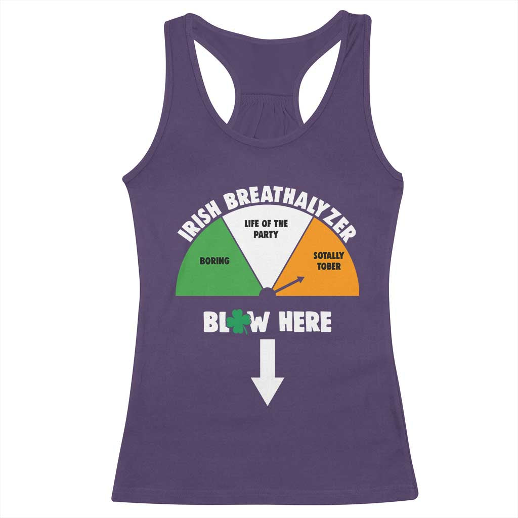 Irish Breathalyzer Blow Here Funny Drinking Gauge Racerback Tank Top St Patricks Day Party Offensive Adult Humor
