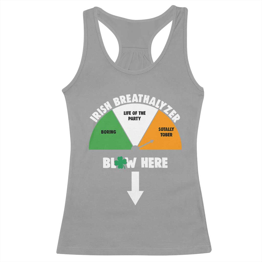 Irish Breathalyzer Blow Here Funny Drinking Gauge Racerback Tank Top St Patricks Day Party Offensive Adult Humor