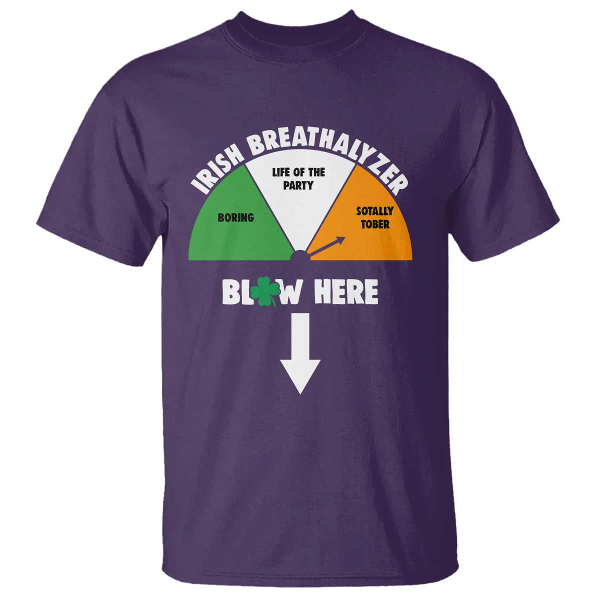 Irish Breathalyzer Blow Here Funny Drinking Gauge T Shirt St Patricks Day Party Offensive Adult Humor