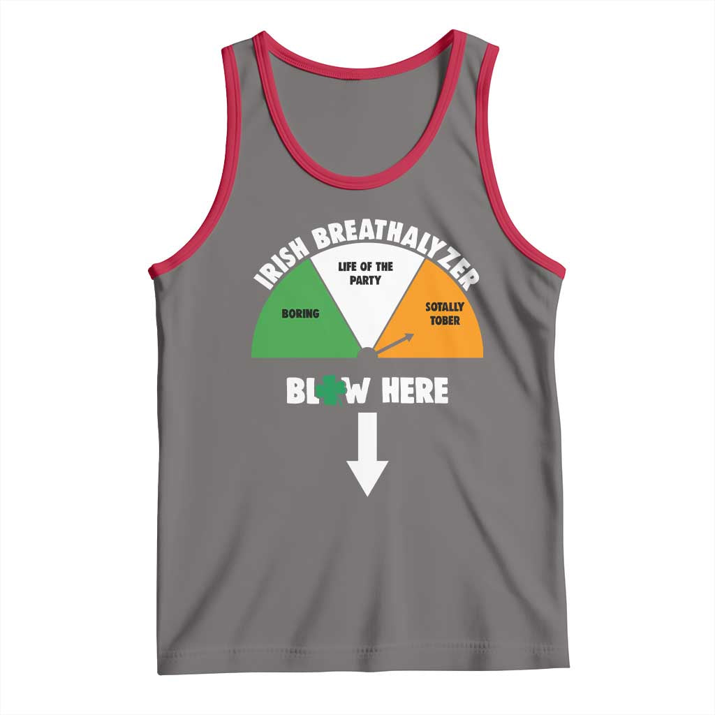 Irish Breathalyzer Blow Here Funny Drinking Gauge Tank Top St Patricks Day Party Offensive Adult Humor