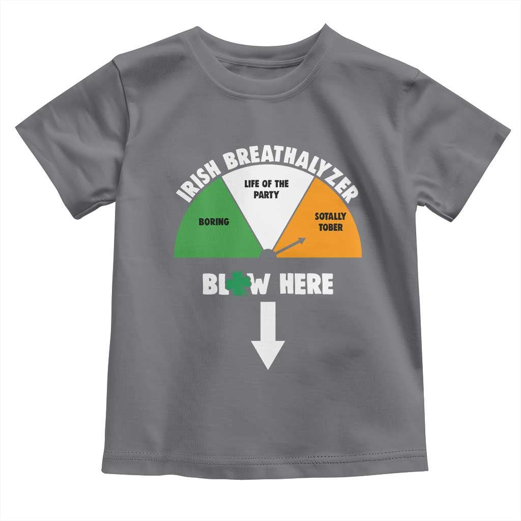 Irish Breathalyzer Blow Here Funny Drinking Gauge Toddler T Shirt St Patricks Day Party Offensive Adult Humor