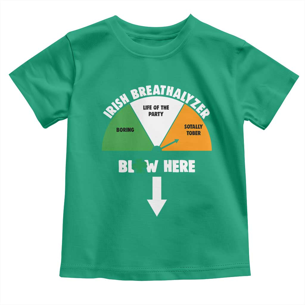Irish Breathalyzer Blow Here Funny Drinking Gauge Toddler T Shirt St Patricks Day Party Offensive Adult Humor