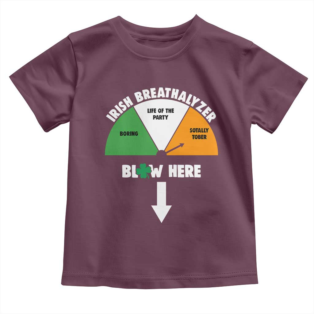 Irish Breathalyzer Blow Here Funny Drinking Gauge Toddler T Shirt St Patricks Day Party Offensive Adult Humor