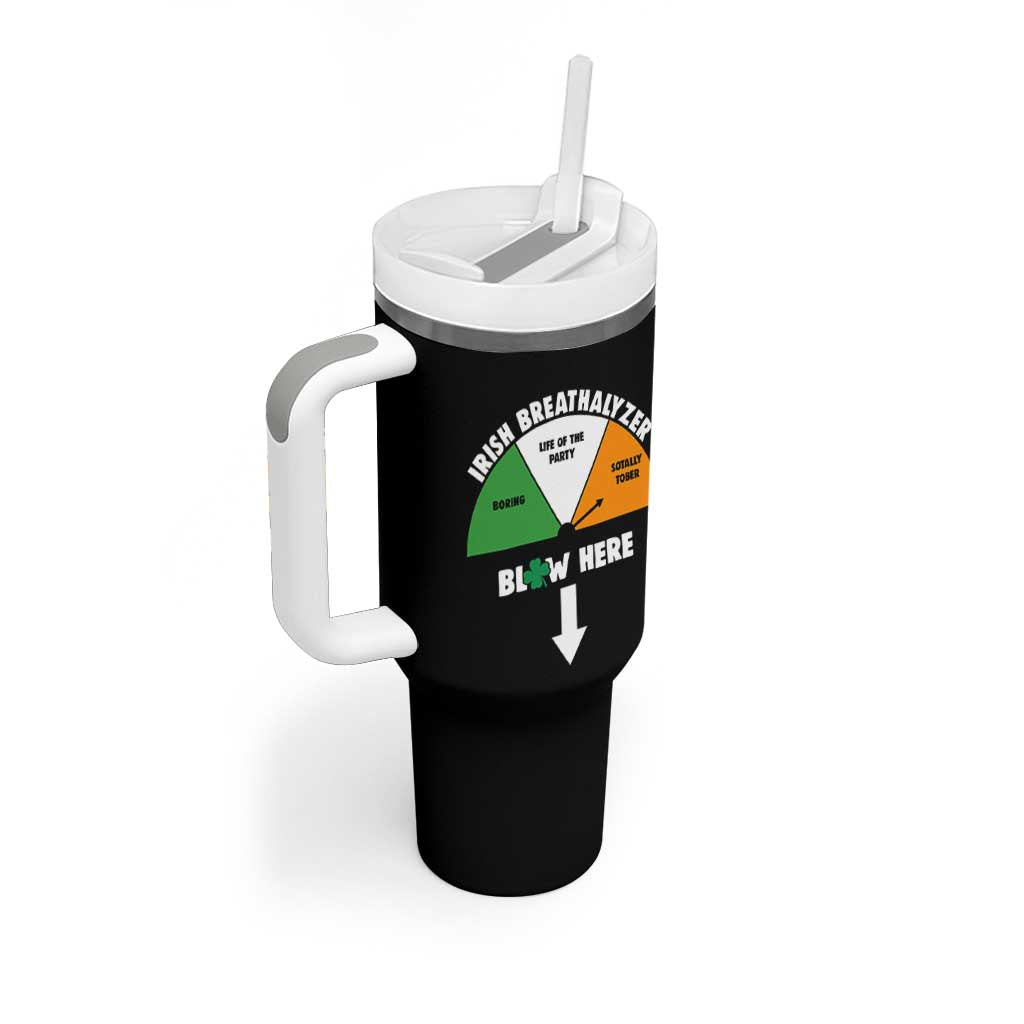 Irish Breathalyzer Blow Here Funny Drinking Gauge Tumbler With Handle St Patricks Day Party Offensive Adult Humor