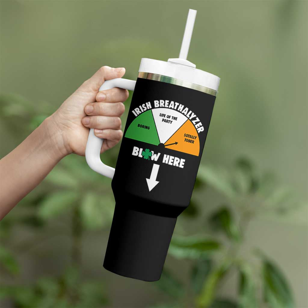 Irish Breathalyzer Blow Here Funny Drinking Gauge Tumbler With Handle St Patricks Day Party Offensive Adult Humor