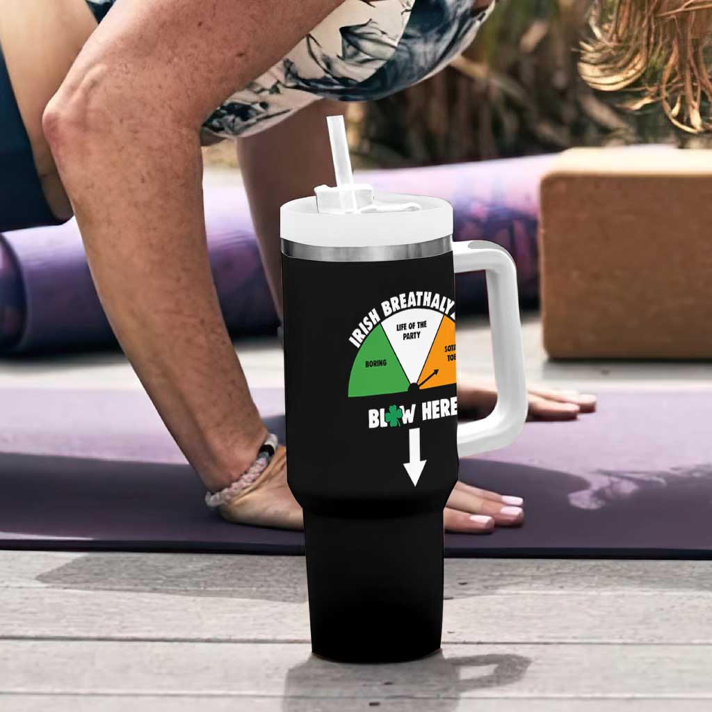 Irish Breathalyzer Blow Here Funny Drinking Gauge Tumbler With Handle St Patricks Day Party Offensive Adult Humor
