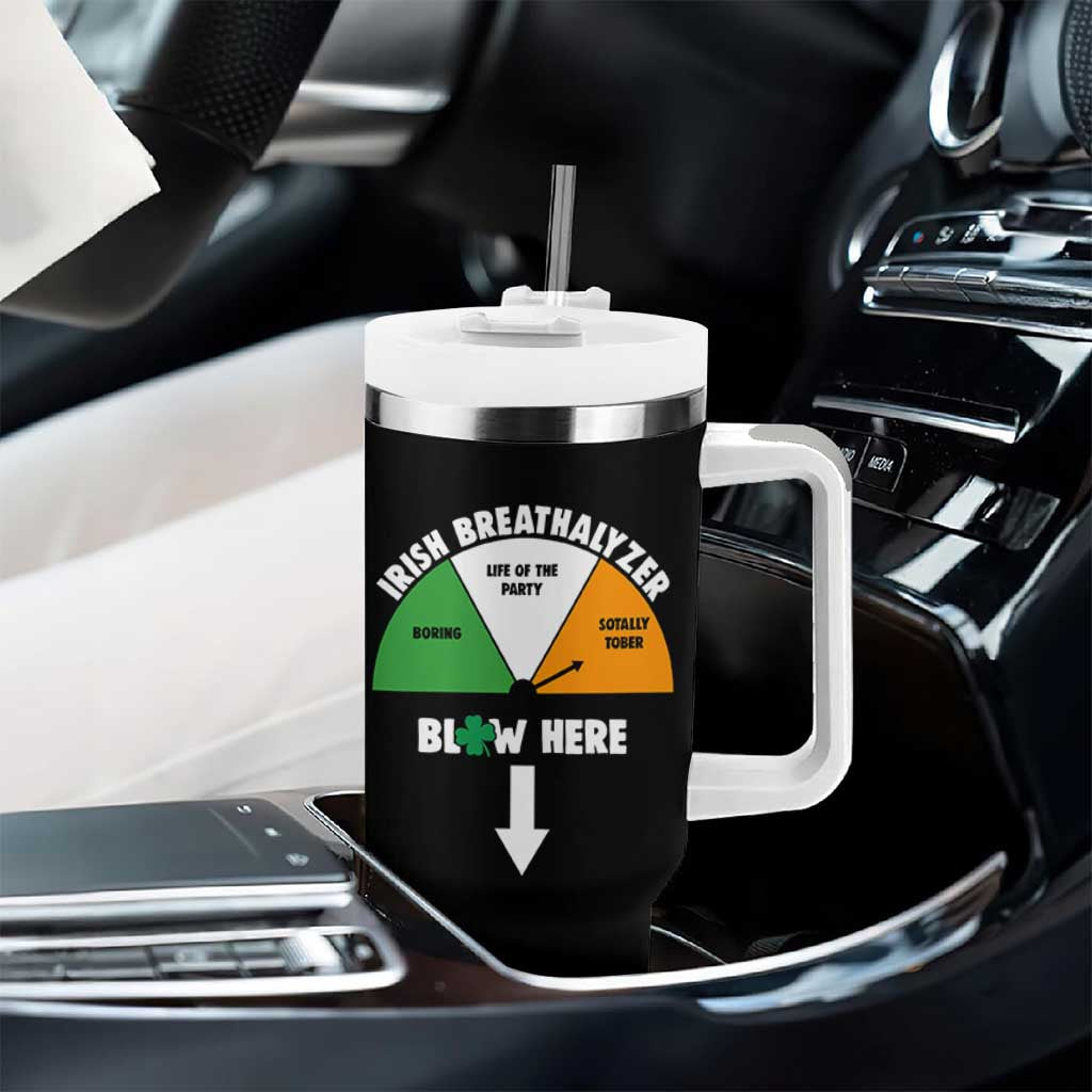 Irish Breathalyzer Blow Here Funny Drinking Gauge Tumbler With Handle St Patricks Day Party Offensive Adult Humor