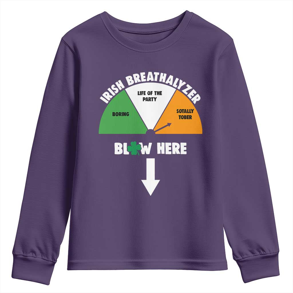 Irish Breathalyzer Blow Here Funny Drinking Gauge Youth Sweatshirt St Patricks Day Party Offensive Adult Humor