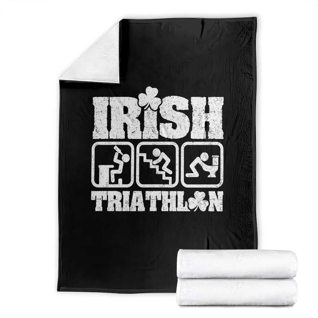 Irish Triathlon Funny Drinking Challenge Throw Blanket St Patricks Day Beer Party Humor