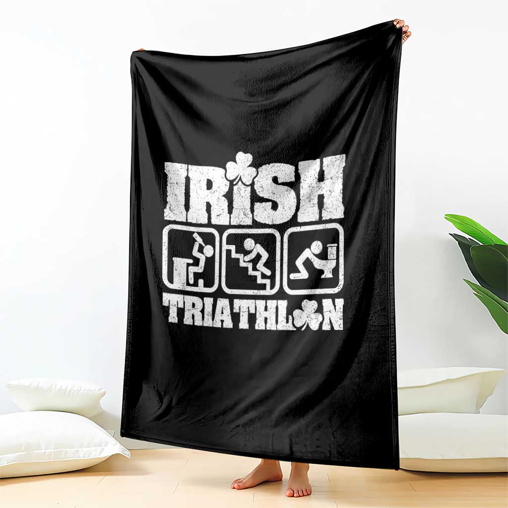 Irish Triathlon Funny Drinking Challenge Throw Blanket St Patricks Day Beer Party Humor