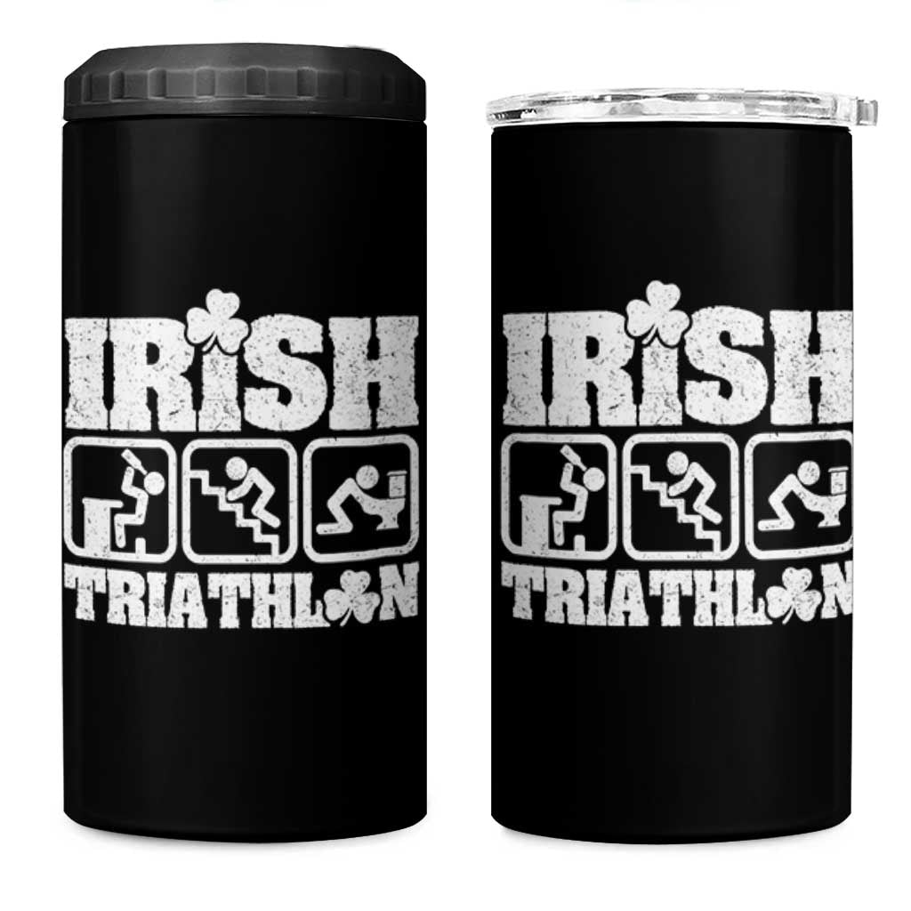 Irish Triathlon Funny Drinking Challenge 4 in 1 Can Cooler Tumbler St Patricks Day Beer Party Humor