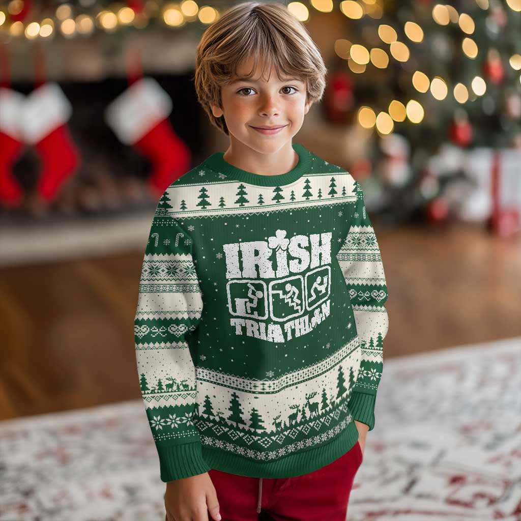 Irish Triathlon Funny Drinking Challenge Ugly Christmas Sweater St Patricks Day Beer Party Humor