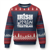 Irish Triathlon Funny Drinking Challenge Ugly Christmas Sweater St Patricks Day Beer Party Humor