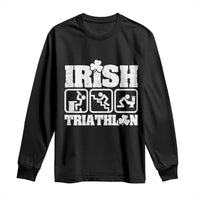 Irish Triathlon Funny Drinking Challenge Long Sleeve Shirt St Patricks Day Beer Party Humor