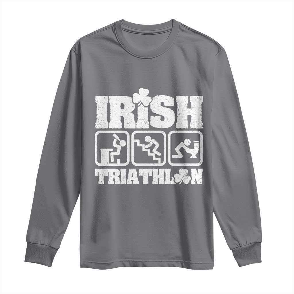 Irish Triathlon Funny Drinking Challenge Long Sleeve Shirt St Patricks Day Beer Party Humor