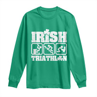 Irish Triathlon Funny Drinking Challenge Long Sleeve Shirt St Patricks Day Beer Party Humor