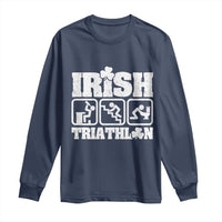 Irish Triathlon Funny Drinking Challenge Long Sleeve Shirt St Patricks Day Beer Party Humor