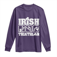 Irish Triathlon Funny Drinking Challenge Long Sleeve Shirt St Patricks Day Beer Party Humor