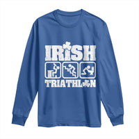 Irish Triathlon Funny Drinking Challenge Long Sleeve Shirt St Patricks Day Beer Party Humor