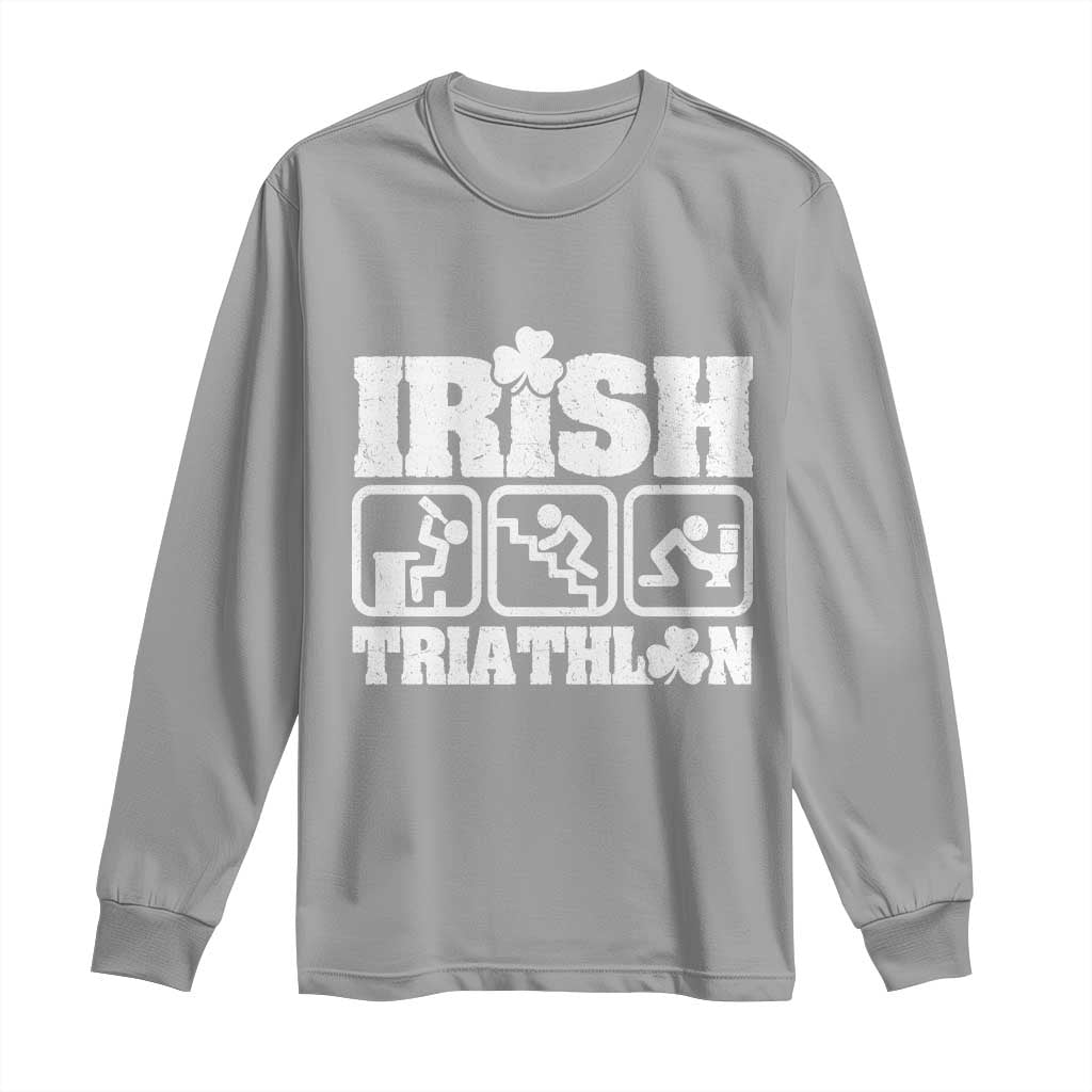 Irish Triathlon Funny Drinking Challenge Long Sleeve Shirt St Patricks Day Beer Party Humor
