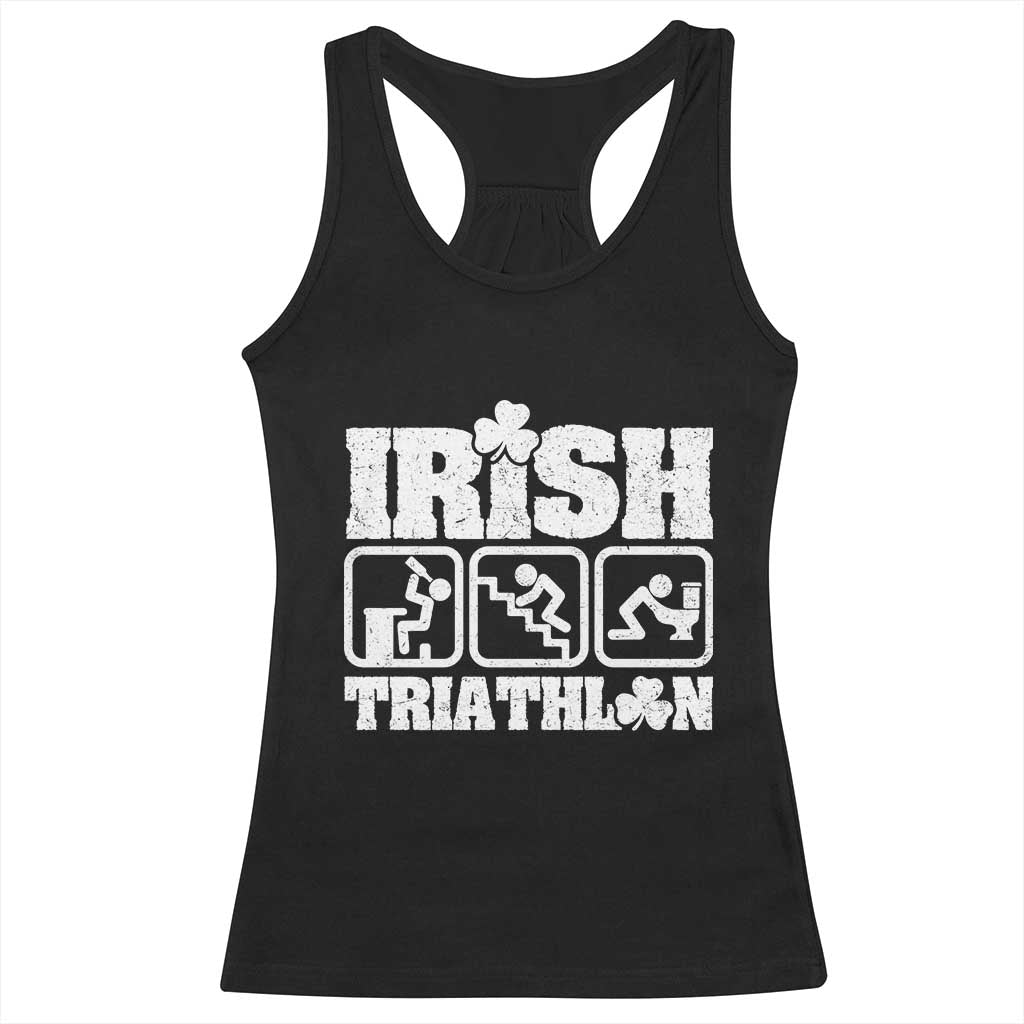 Irish Triathlon Funny Drinking Challenge Racerback Tank Top St Patricks Day Beer Party Humor