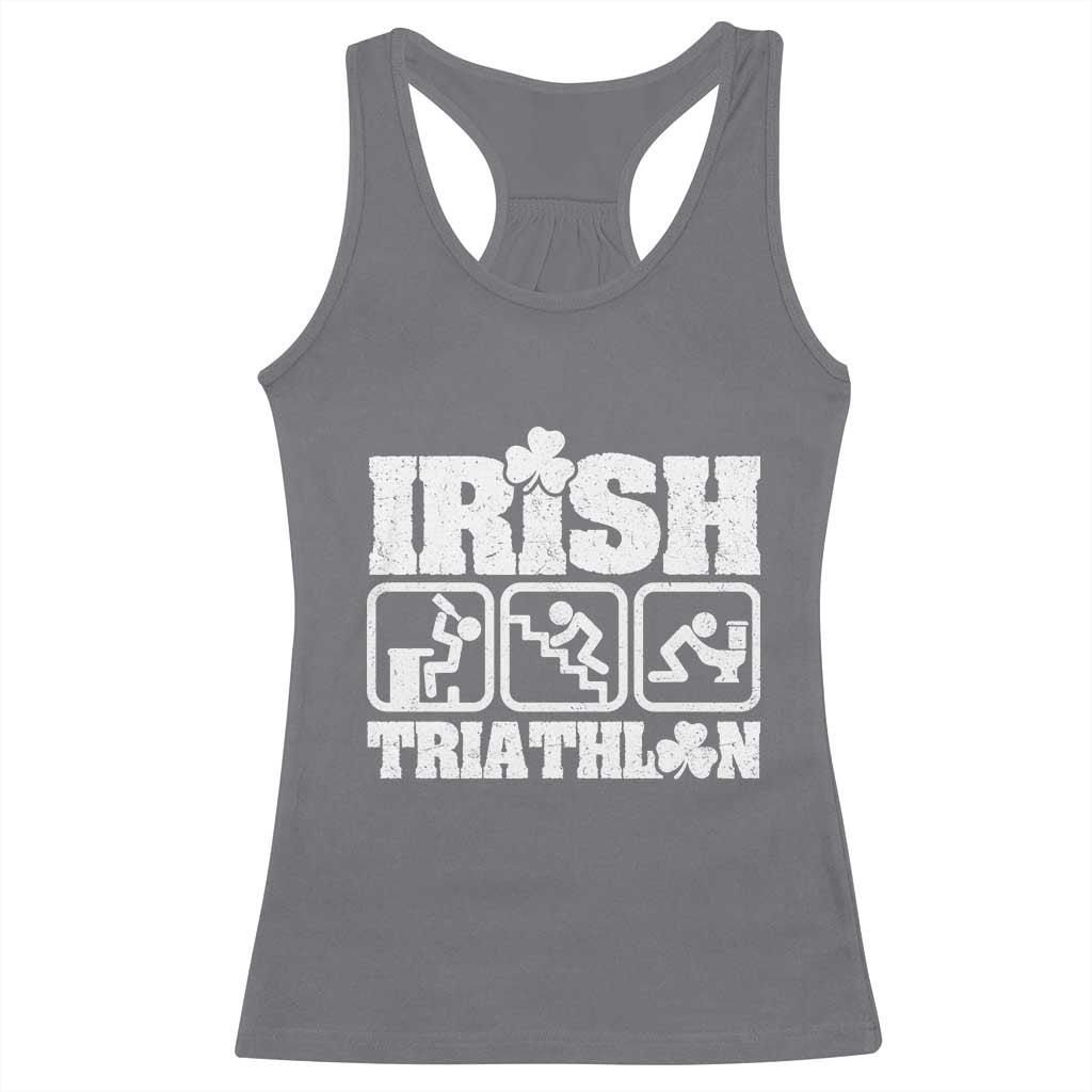 Irish Triathlon Funny Drinking Challenge Racerback Tank Top St Patricks Day Beer Party Humor