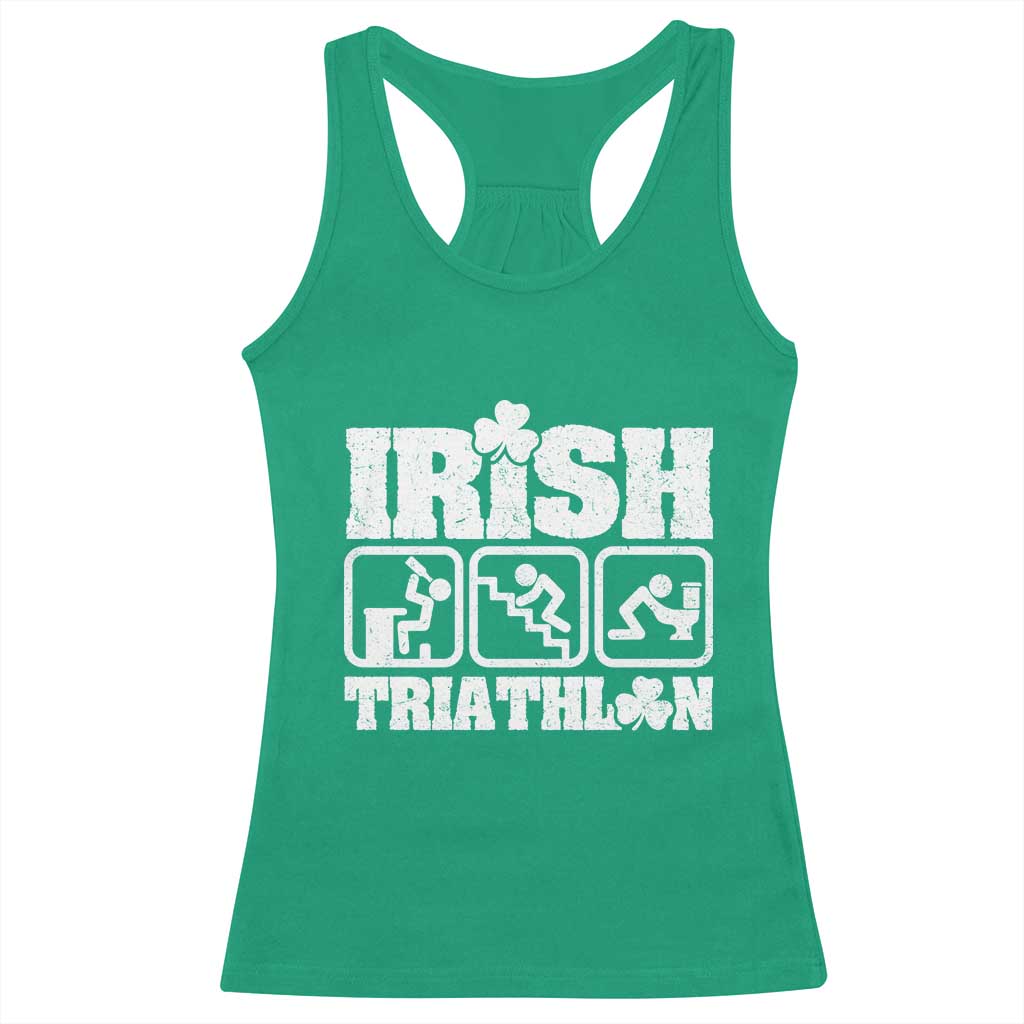 Irish Triathlon Funny Drinking Challenge Racerback Tank Top St Patricks Day Beer Party Humor