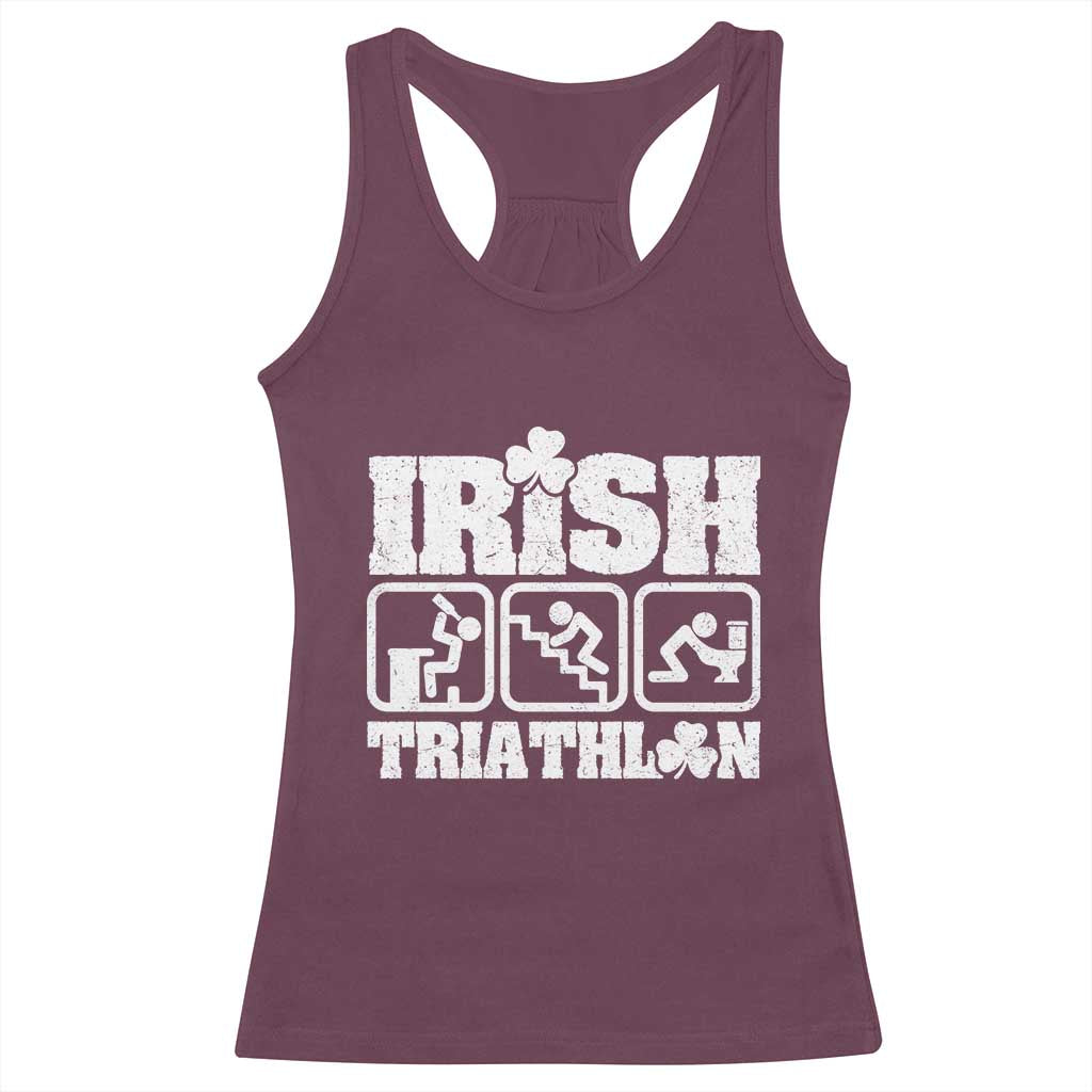 Irish Triathlon Funny Drinking Challenge Racerback Tank Top St Patricks Day Beer Party Humor