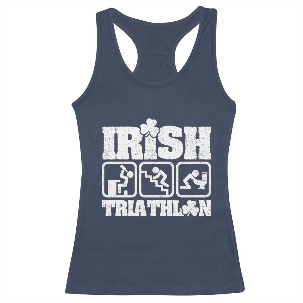 Irish Triathlon Funny Drinking Challenge Racerback Tank Top St Patricks Day Beer Party Humor