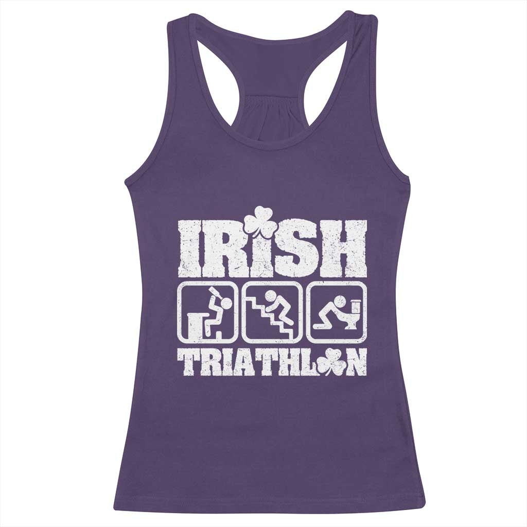 Irish Triathlon Funny Drinking Challenge Racerback Tank Top St Patricks Day Beer Party Humor