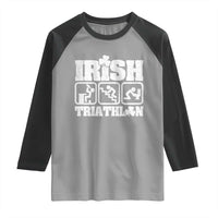 Irish Triathlon Funny Drinking Challenge Raglan Shirt St Patricks Day Beer Party Humor