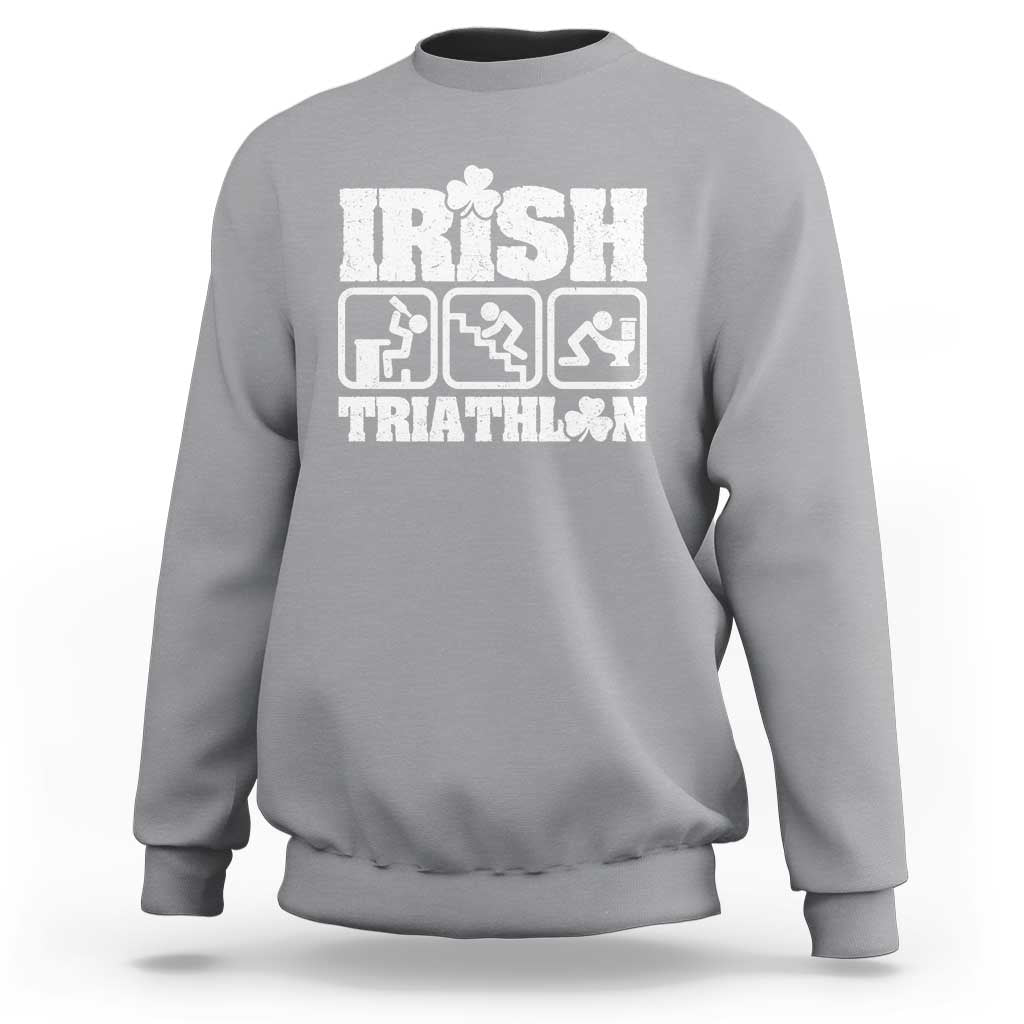 Irish Triathlon Funny Drinking Challenge Sweatshirt St Patricks Day Beer Party Humor
