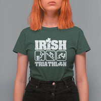 Irish Triathlon Funny Drinking Challenge T Shirt For Women St Patricks Day Beer Party Humor