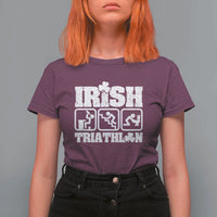 Irish Triathlon Funny Drinking Challenge T Shirt For Women St Patricks Day Beer Party Humor