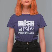 Irish Triathlon Funny Drinking Challenge T Shirt For Women St Patricks Day Beer Party Humor