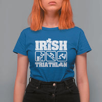 Irish Triathlon Funny Drinking Challenge T Shirt For Women St Patricks Day Beer Party Humor