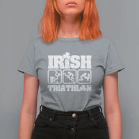 Irish Triathlon Funny Drinking Challenge T Shirt For Women St Patricks Day Beer Party Humor