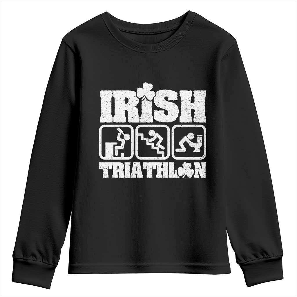 Irish Triathlon Funny Drinking Challenge Youth Sweatshirt St Patricks Day Beer Party Humor