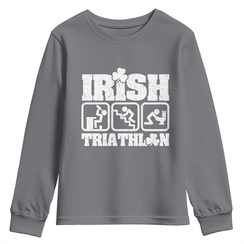 Irish Triathlon Funny Drinking Challenge Youth Sweatshirt St Patricks Day Beer Party Humor