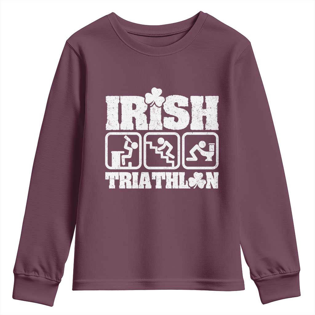 Irish Triathlon Funny Drinking Challenge Youth Sweatshirt St Patricks Day Beer Party Humor