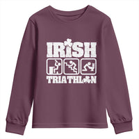 Irish Triathlon Funny Drinking Challenge Youth Sweatshirt St Patricks Day Beer Party Humor