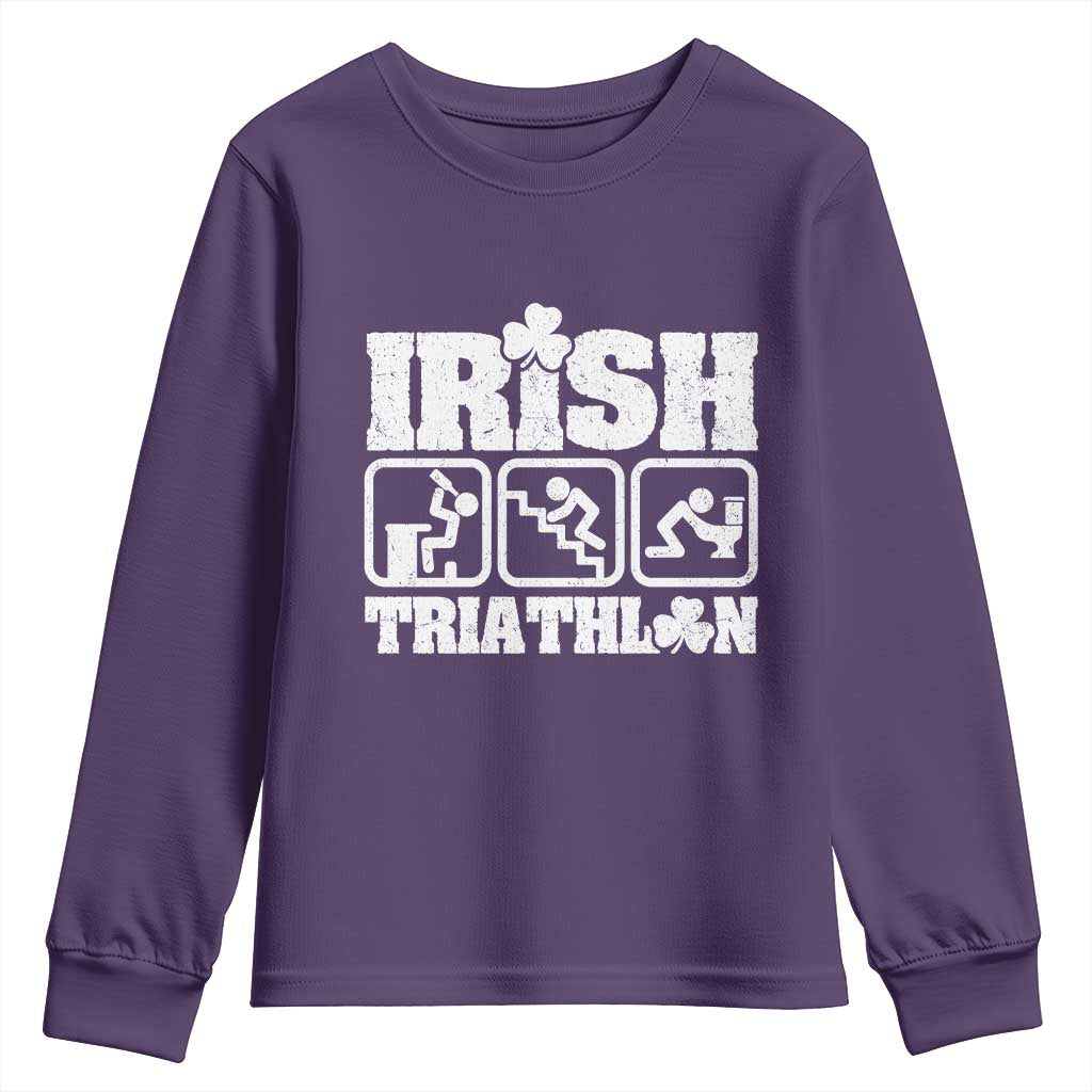 Irish Triathlon Funny Drinking Challenge Youth Sweatshirt St Patricks Day Beer Party Humor