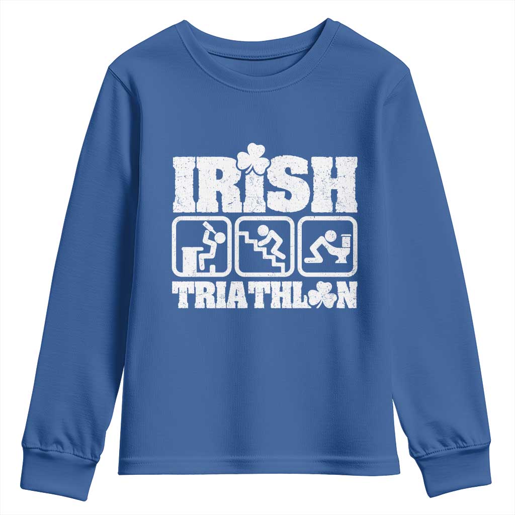 Irish Triathlon Funny Drinking Challenge Youth Sweatshirt St Patricks Day Beer Party Humor